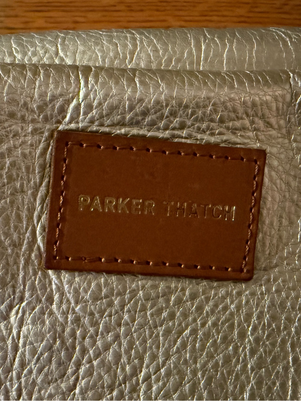 Parker Thatch Gold Metallic Leather sling with Brown stud pocket. - Picture 3 of 4